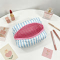 Simple Striped Print Quilt Shell Cosmetic Bag 6S5CO104