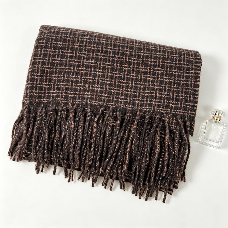 Plaid Fringe Scarf - DippedShop Wholesale - #6995