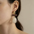 Retro Irregular Oval Resin Pendant Drop Earrings 6W6JER602