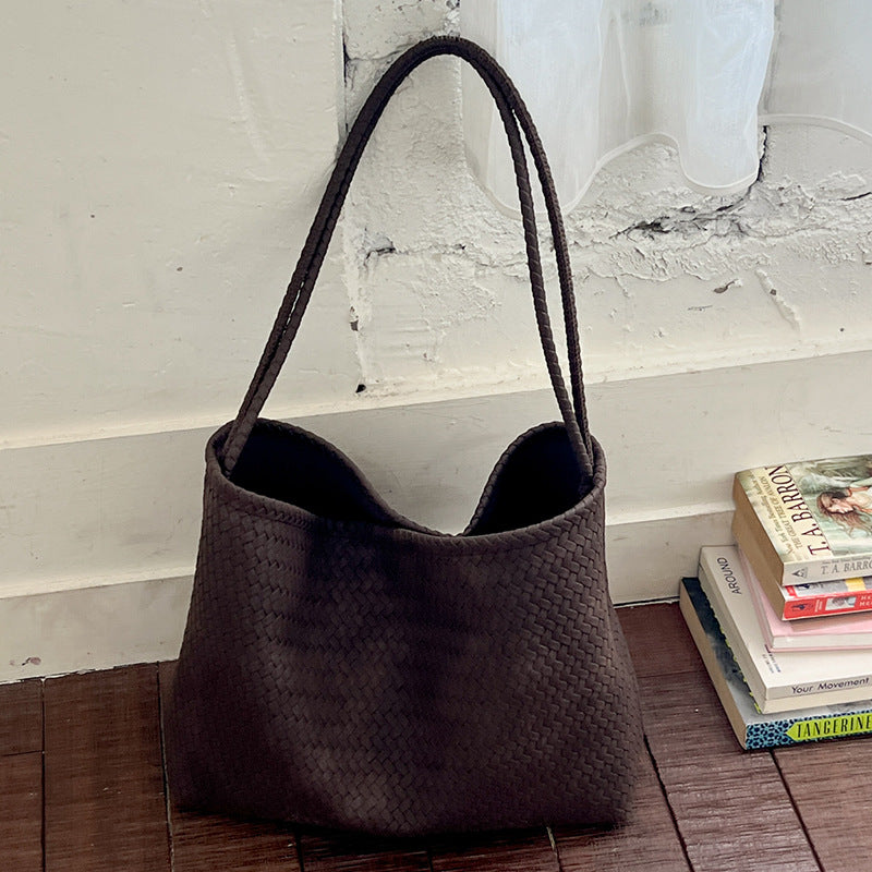 Minimalist Woven Texture Soft Tote - DippedShop Wholesale - #3699