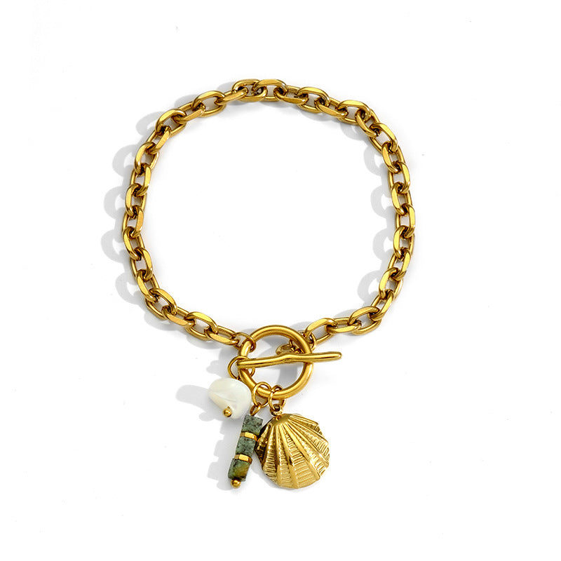 Chunky Shell Pearl Charm Link - DippedShop Wholesale - #3075