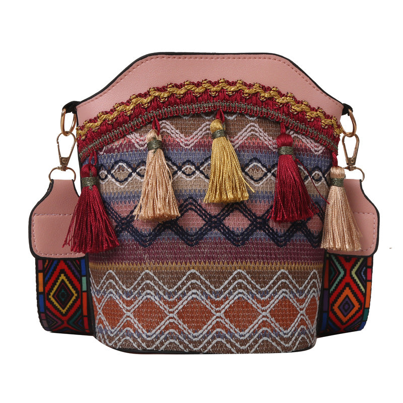 Boho Tassel Crossbody Bucket Bag - DippedShop Wholesale - #4371