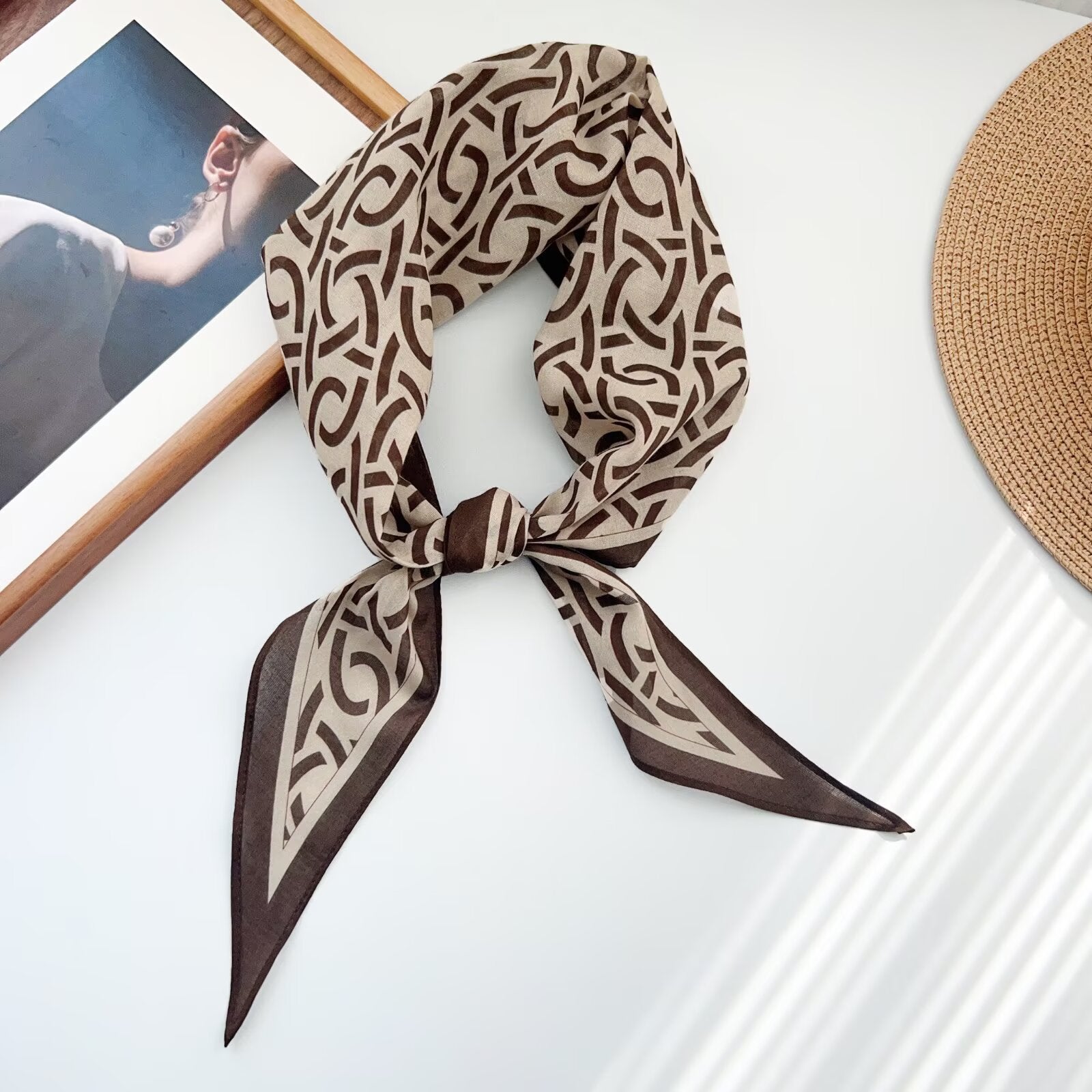 Trendy Flower Print Cotton Neckerchief Head Scarf MK2BW6W6NSI12