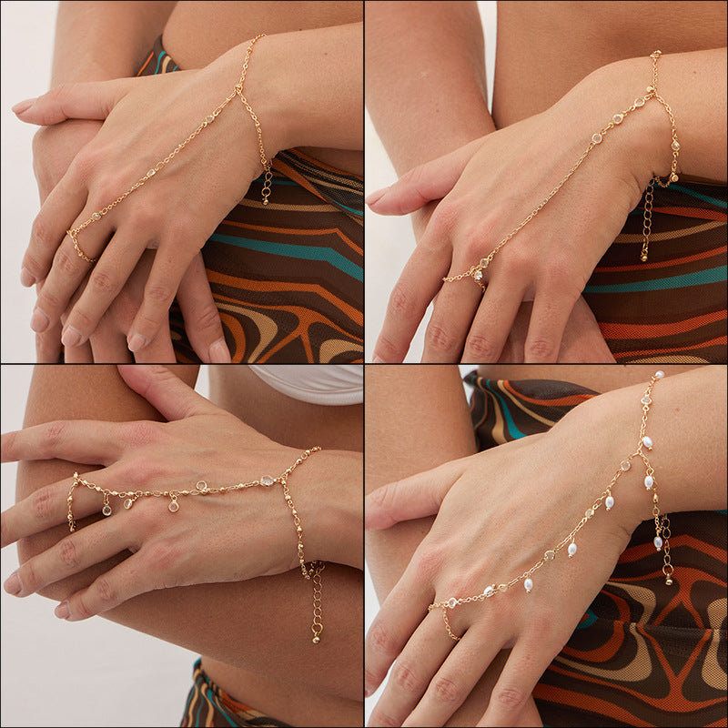 Crystal Hand Chain Bracelet - DippedShop Wholesale - #5699