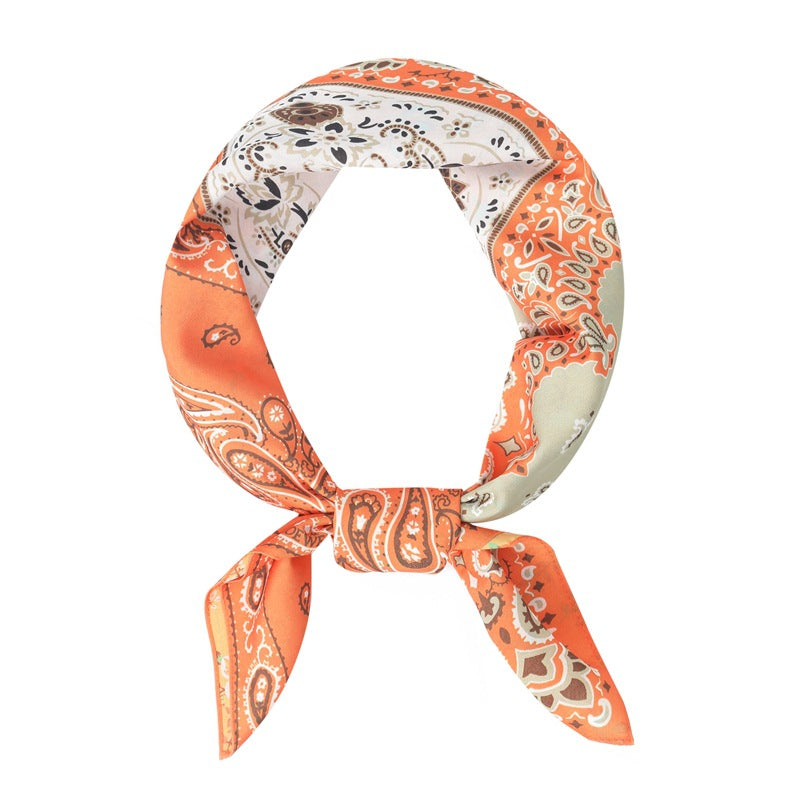 Retro Patchwork Paisley Square Satin Scarf DP25F449