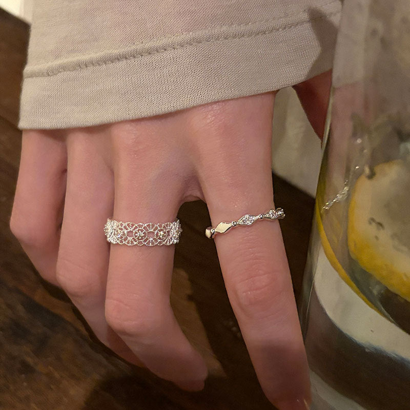 Cubic Zirconia Lace Open Ring - DippedShop Wholesale - #5635