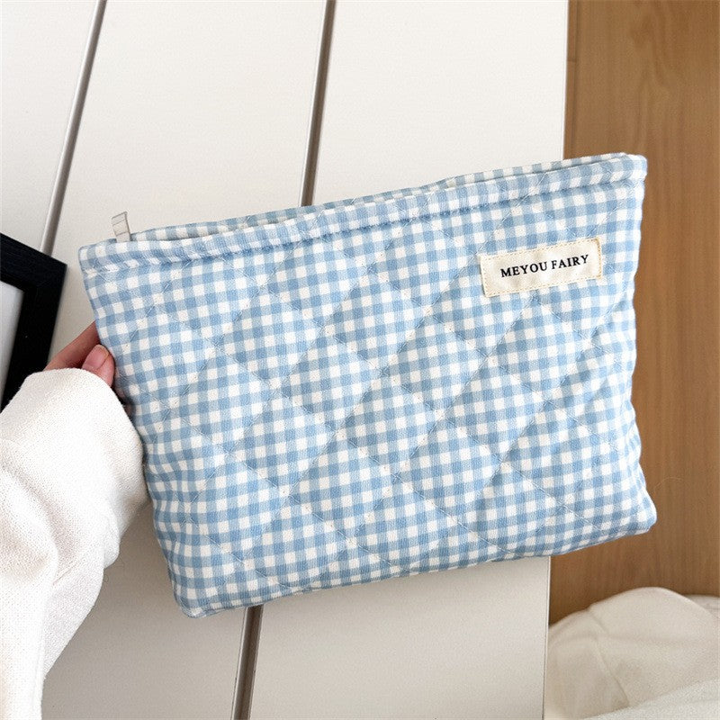 Cute Plaid Pattern Quilted Shell Makeup Bag MK2BW6S10BOB106