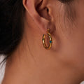Rhinestone Pearl Hoop Earrings - DippedShop Wholesale - #9379