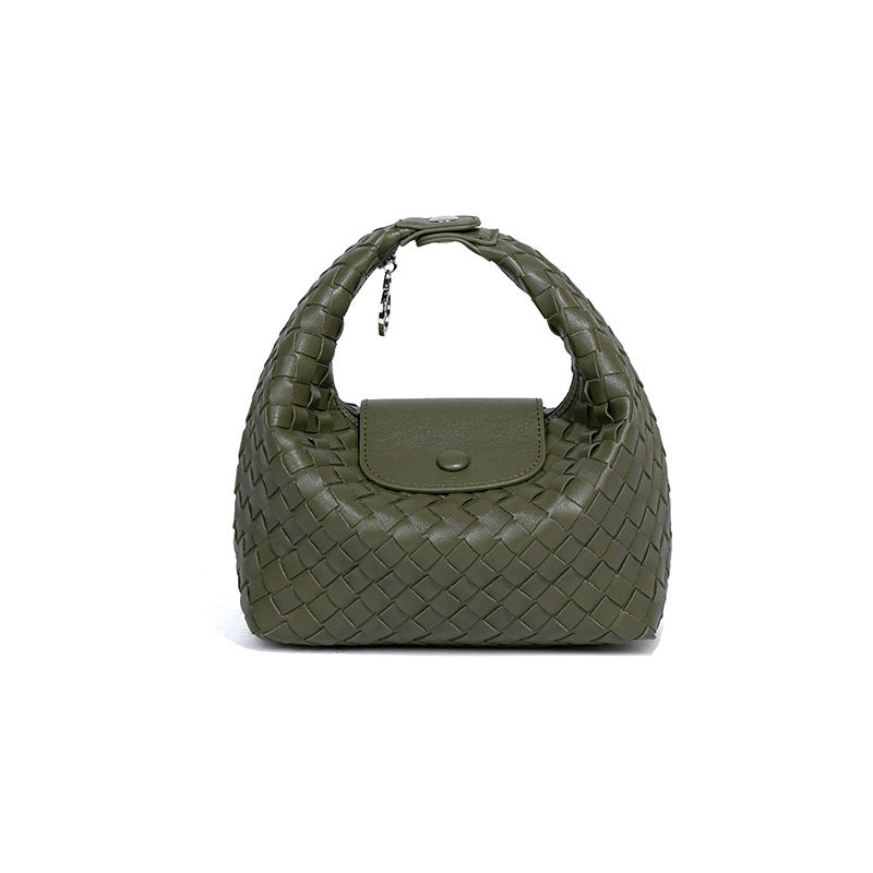 Casual Solid Color Woven Dumpling Handbag 6W10BBG1391