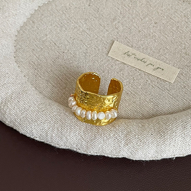 Gold Pearl Open Ring - DippedShop Wholesale - #7827