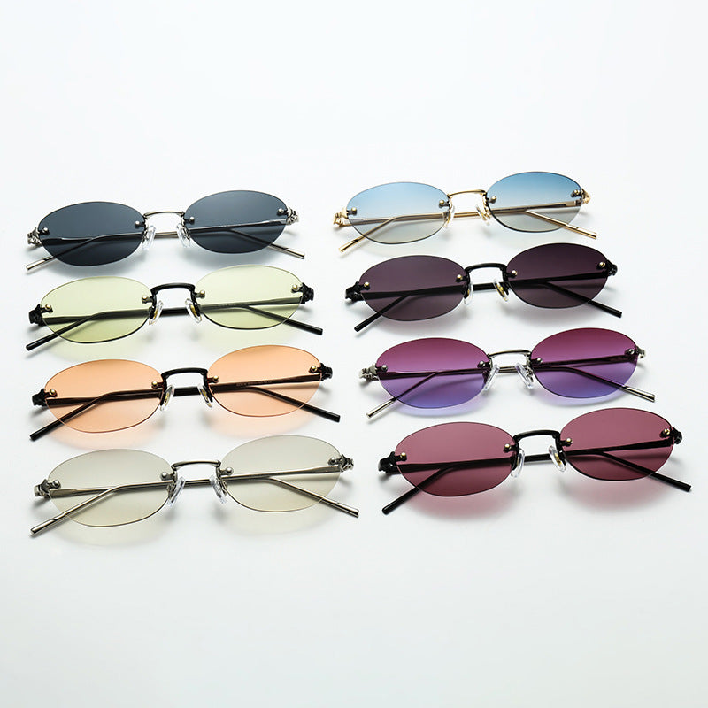 Trendy Oval Borderless Sunglasses - DippedShop Wholesale - #7411