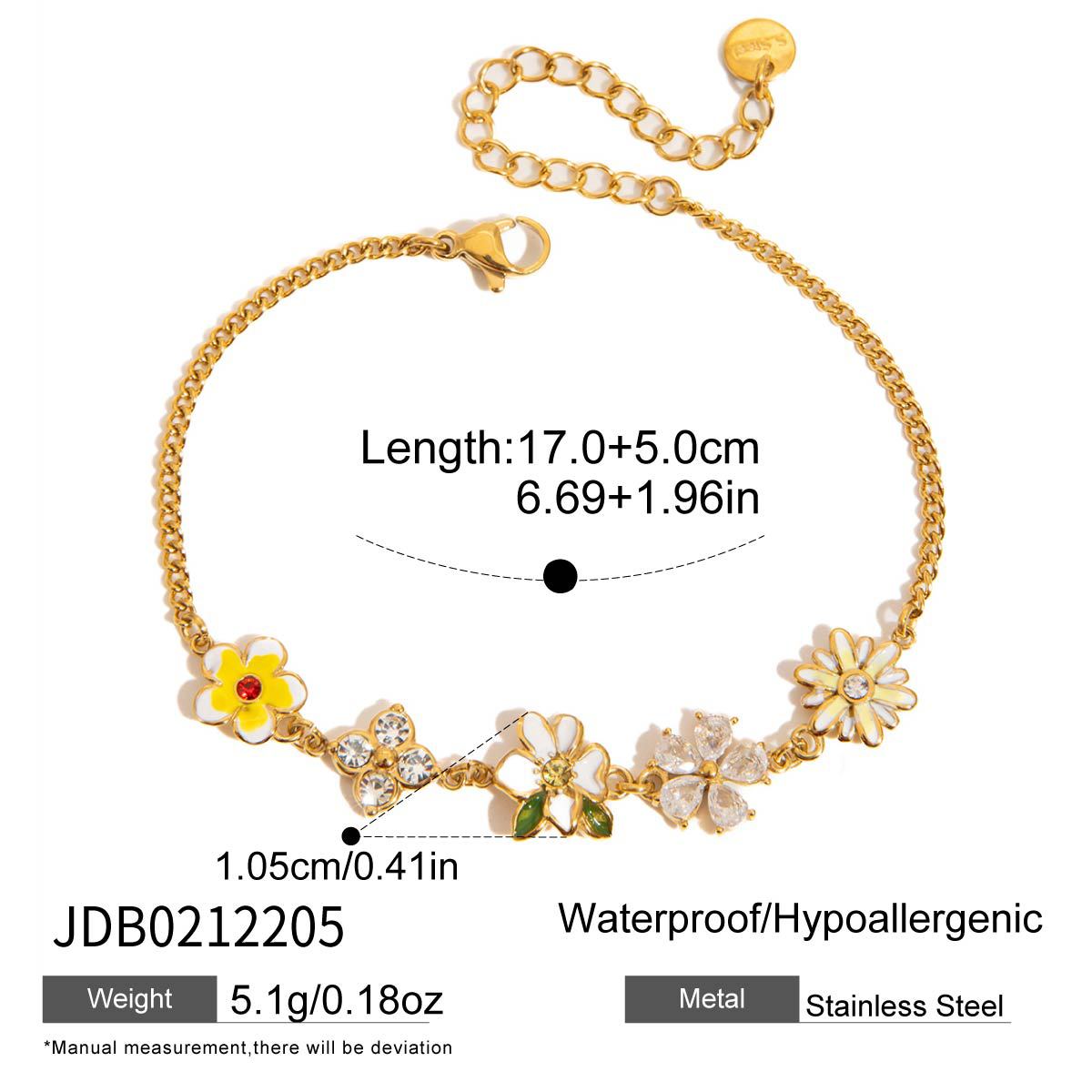 Zircon Flowers Charm Stainless - DippedShop Wholesale - #6147