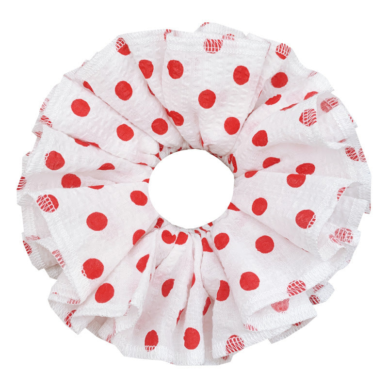 Sweet Layered Polka Dot Stripe Ruffle Scrunchie 6W6HSR469