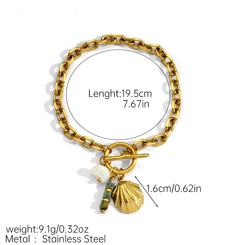 Chunky Shell Pearl Charm Link - DippedShop Wholesale - #5843