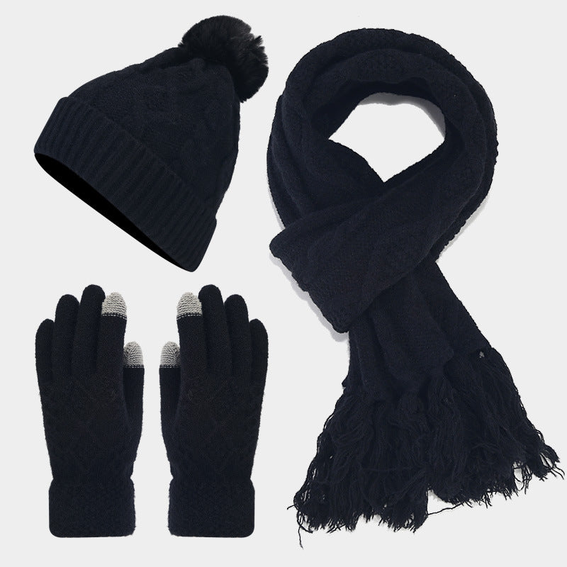 Winter Cable Knit Thermal Scarf Hat Gloves Sets DP25G718