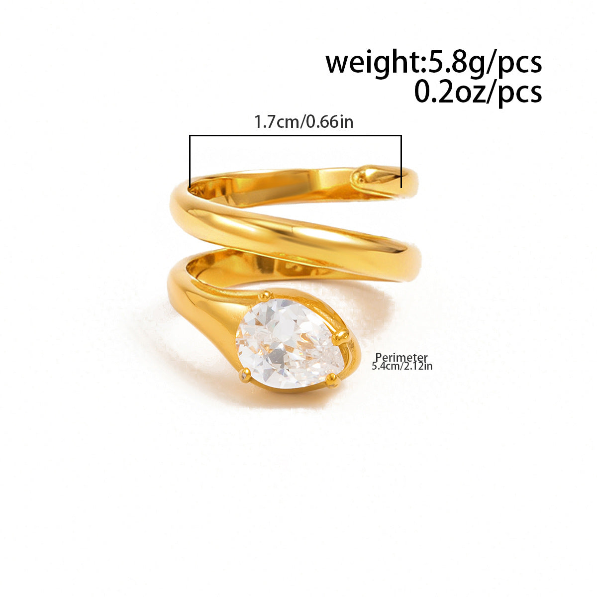 Snake Spiral Open Ring - DippedShop Wholesale - #8291