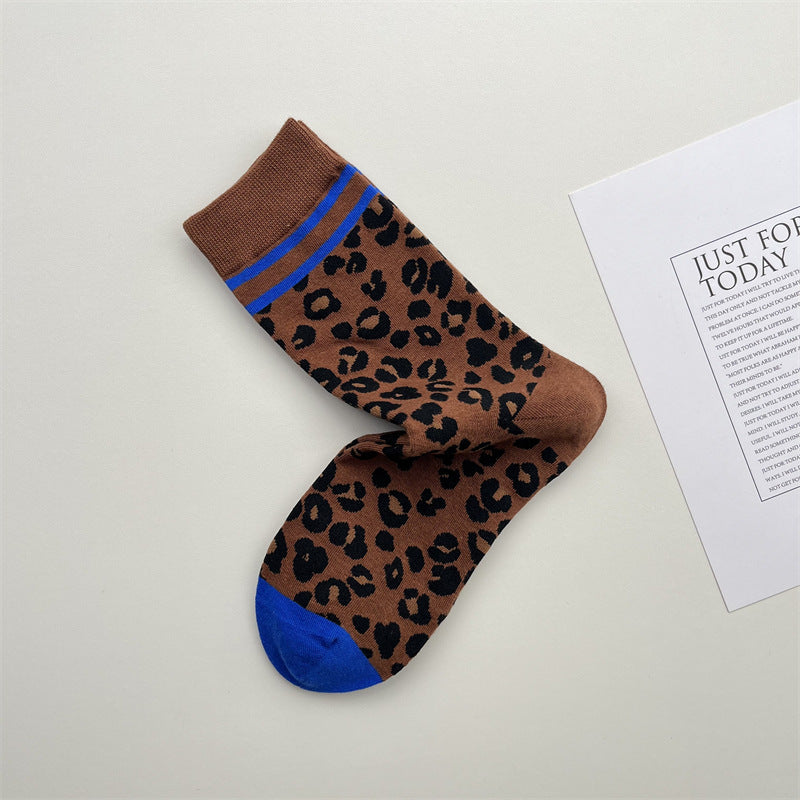 Leopard Print Crew Socks - DippedShop Wholesale - #7043