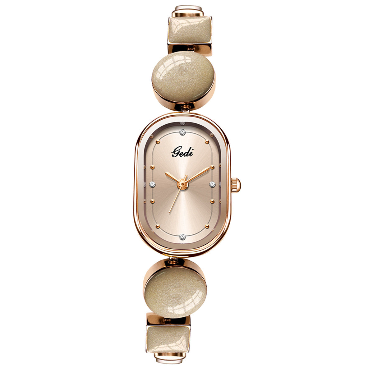 Trendy Oval Quartz Irregular Chain Bnagle Watch MK2SSAS6W6JWA13