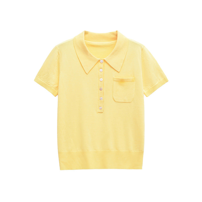 Casual Short Sleeve Solid Color Knit Top DP25D409