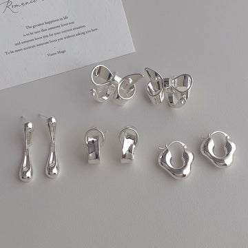 Silver Metal Irregular Cool Earrings DPJE1820