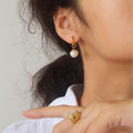 Pearl Drop Hoop Earrings - DippedShop Wholesale - #7923