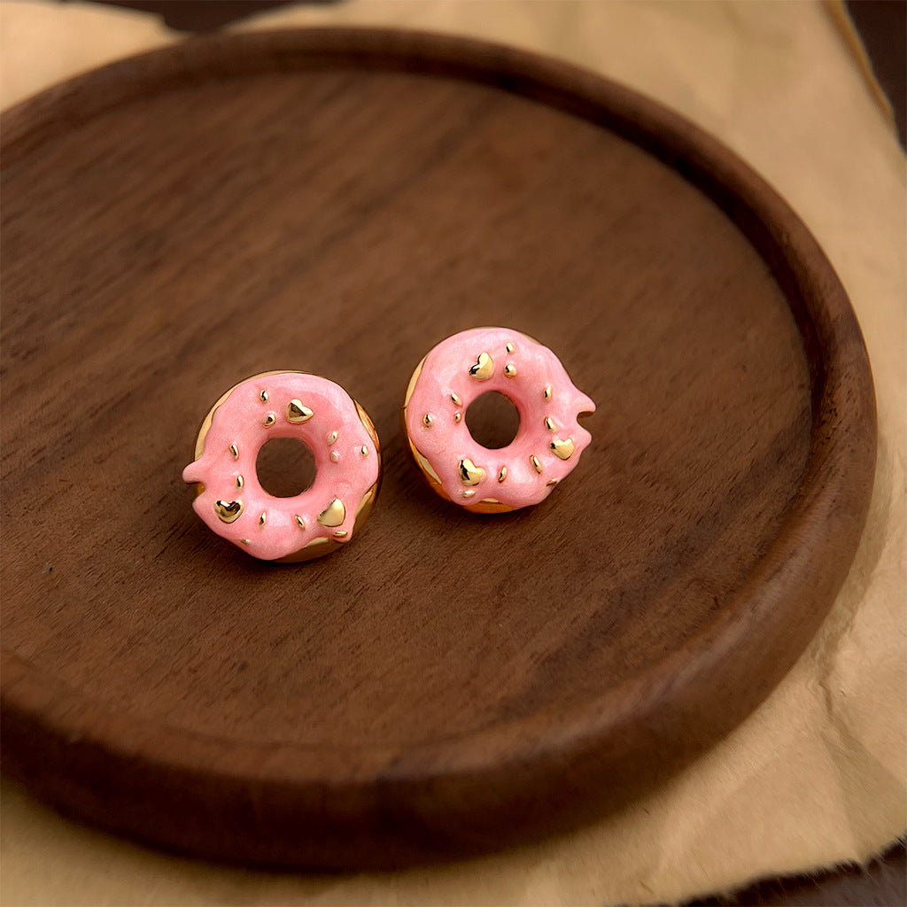 Sweet Gold Plated Doughnut Shape Stud Earring 6W6JER561