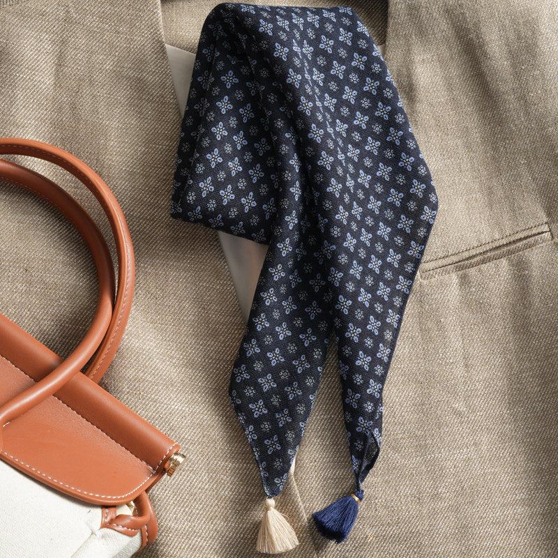 Simple Polka Dots Print Tassel Silk Scarf 6W6NSI200