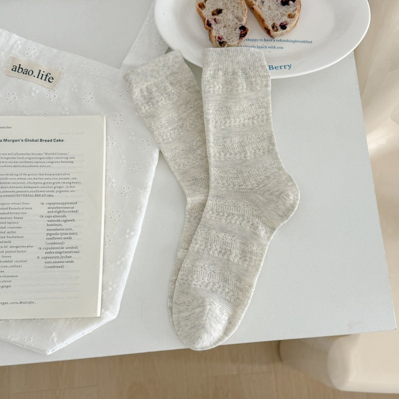 Solid Hollow Out Crew Socks - DippedShop Wholesale - #2867
