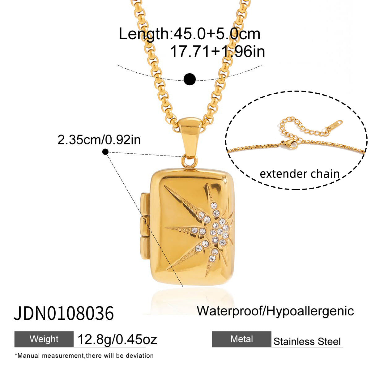 Trendy Oval Pendant Photo Locket Necklace 6W6JNC405L