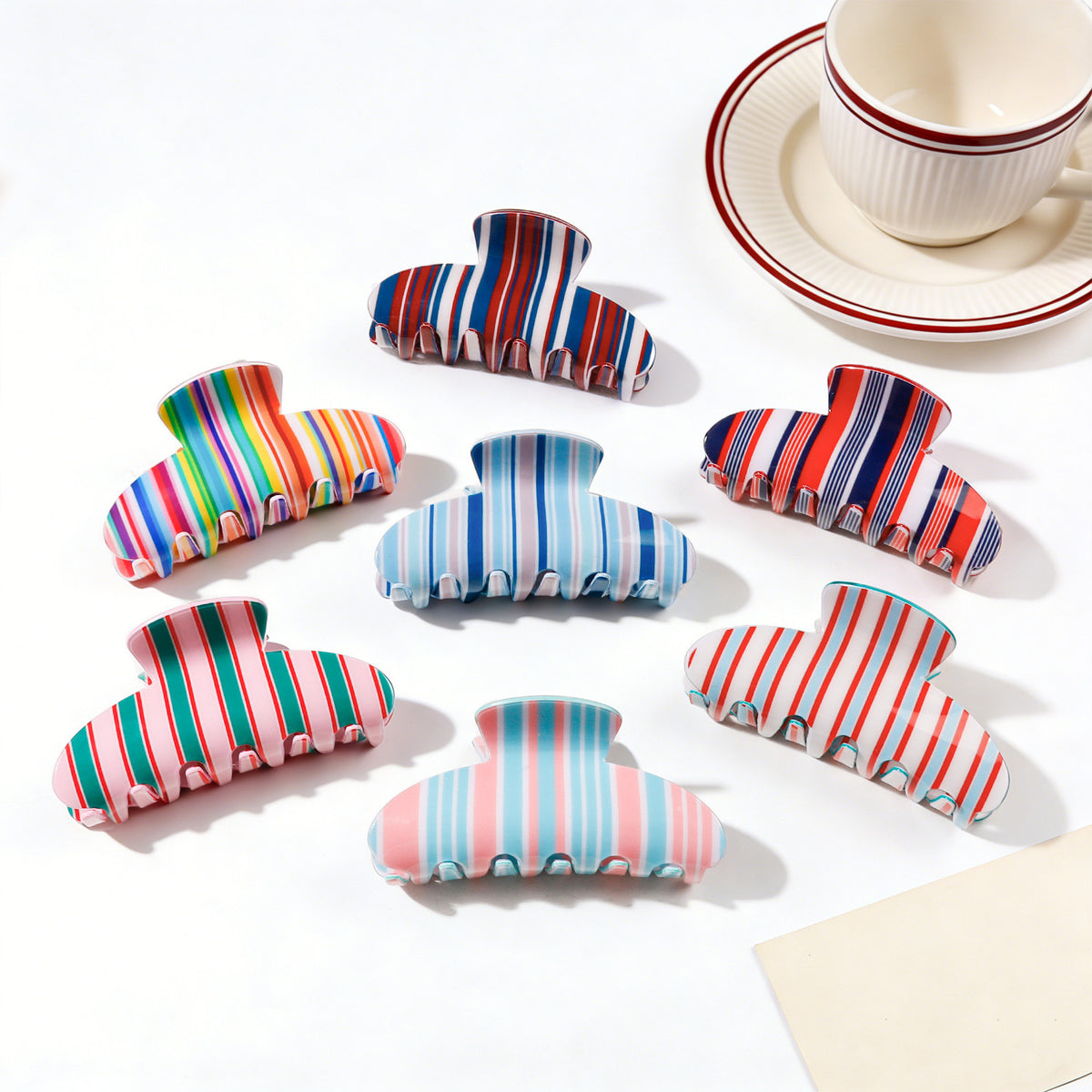 Striped Hair Claw - DippedShop Wholesale - #5267