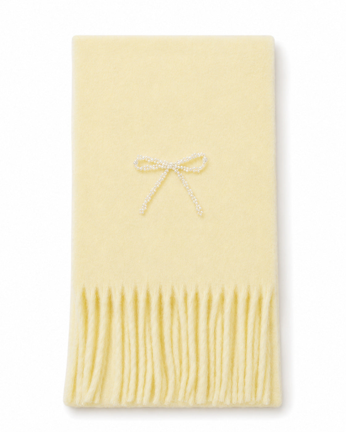 Elegant Pearl Bowknot Warm Tassel Scarf 6W6NSC128