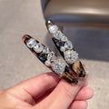 Vintage Leopard Acetate Heart Crystal Hair Clip 6W6HPN106