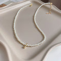 Elegant Double Layer Rhinestones Pearl Pendant Necklace 6W6JNC924