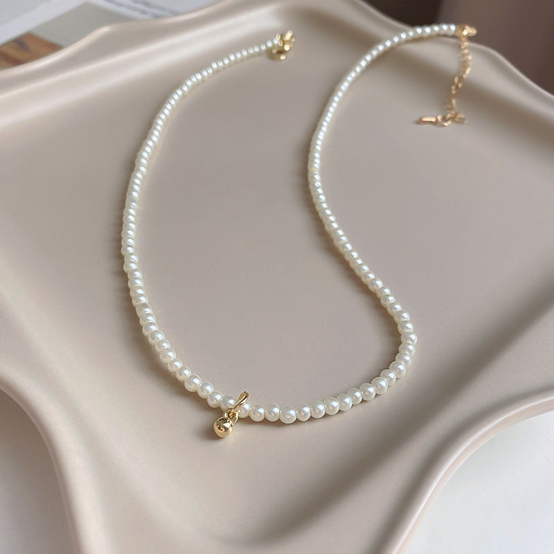 Elegant Double Layer Rhinestones Pearl Pendant Necklace 6W6JNC924