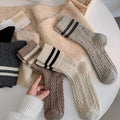 Fall Warm Cable Knit Striped Crew Socks 6W8FSO712