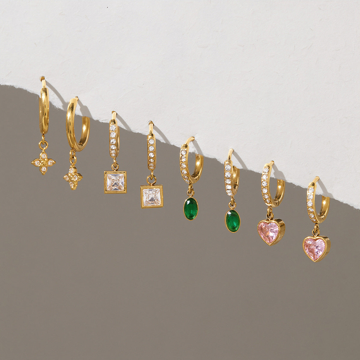 Trendy Cubic Zirconia Teardrop Dangle Hoop Earrings 6W6JER599
