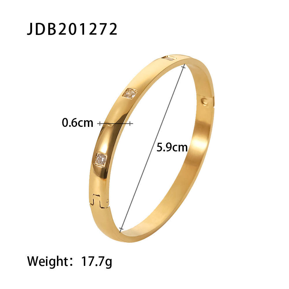 Minimalist Gold Plated Cubic Zirconia Bangle Bracelet 6W6JBR598