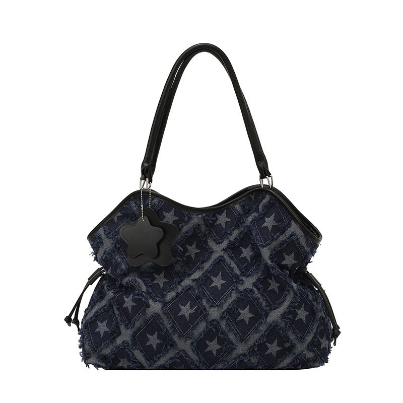 Casual Distressed Star Pattern Denim Shoulder Bag 6W10BBG1356
