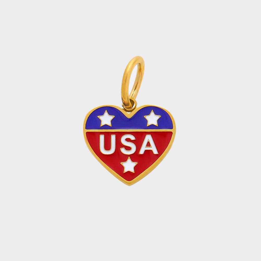 Stylish Gold Plated USA Flag Disc Pendant Keychain 8ZA6JNC280T