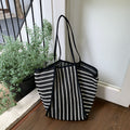 Vintage Striped Hollow Straw Woven Shoulder Bag MK2BLW6W10BBG586
