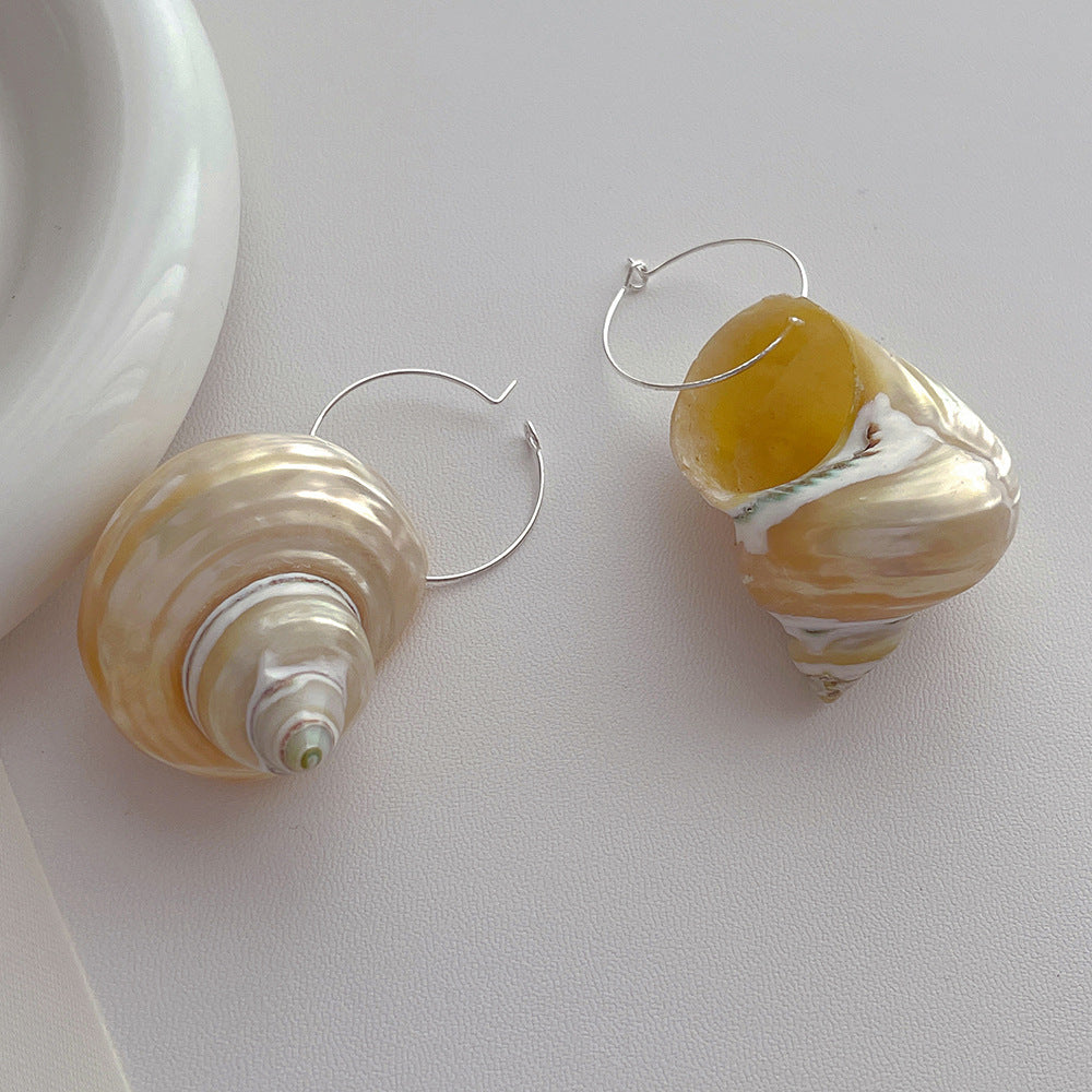 Simple Natural Conch Drop Earrings DPJE1842