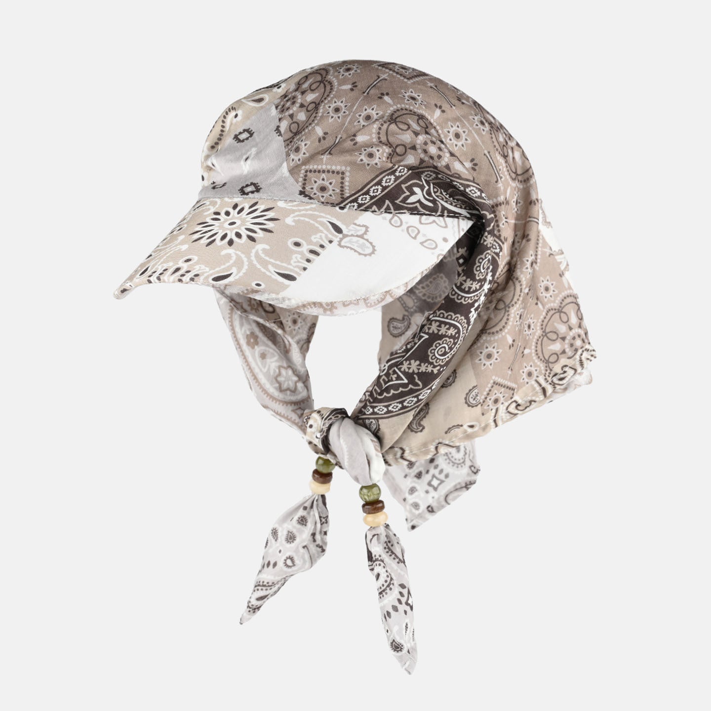 Retro Cashew Printed Beaded Strap Bandana Caps MK2COW6W6HAT204