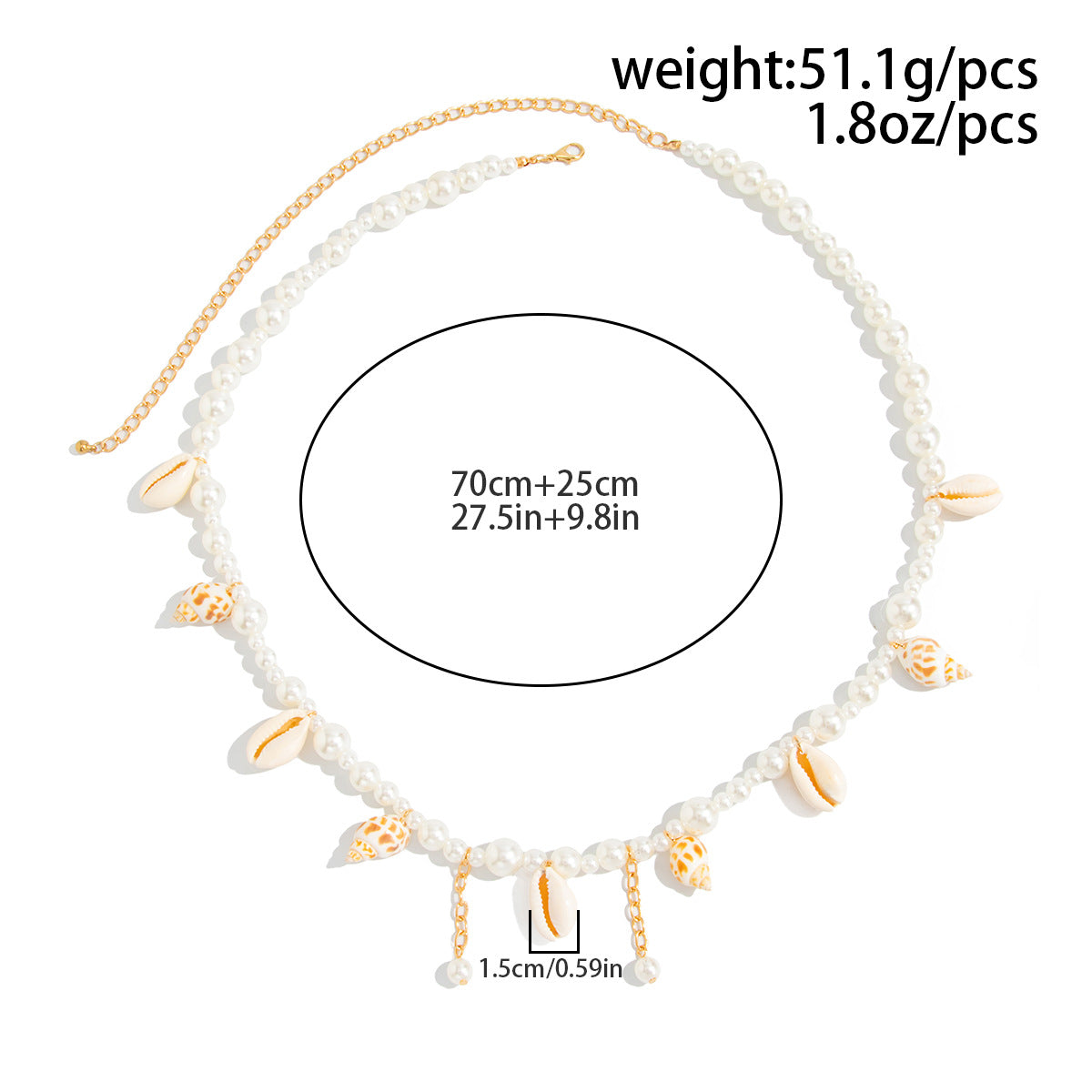 Beach Shell Starfish Charm Beaded Waist Chain 8ZA6JBC68L