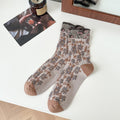 Vintage Floral Embossed Cotton Crew Socks 6W8FSO737