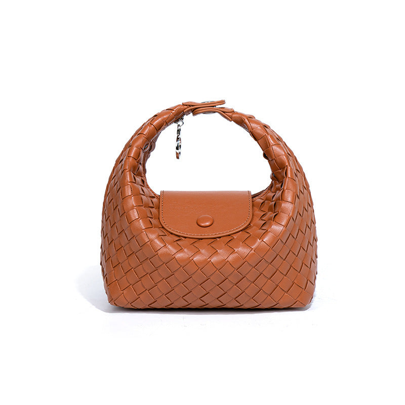 Casual Solid Color Woven Dumpling Handbag 6W10BBG1391