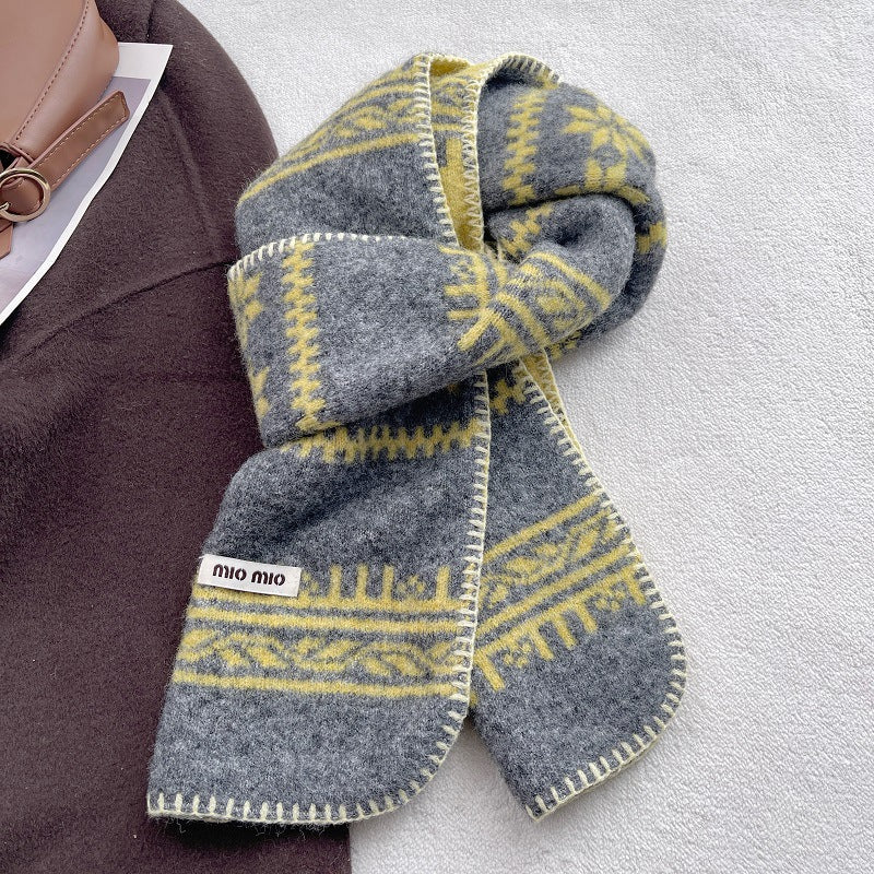 Vinatge Fair Isle Jacquard Warm Knit Scarf 6W6NSC77