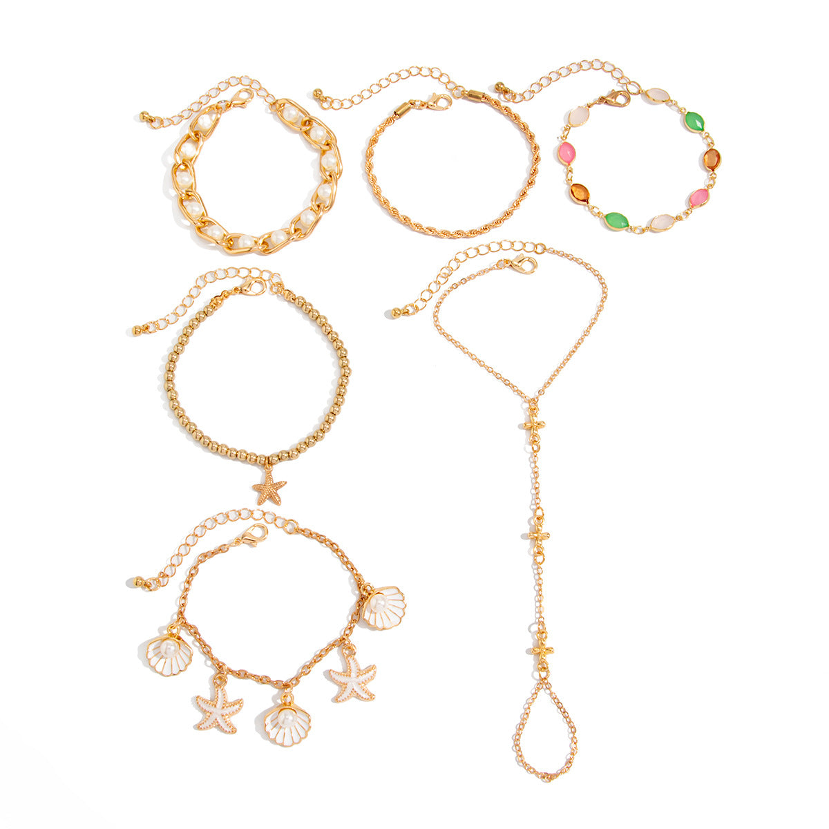 Elegant Starfish Shell Pendant Tassel Bracelets 6W6JBR630