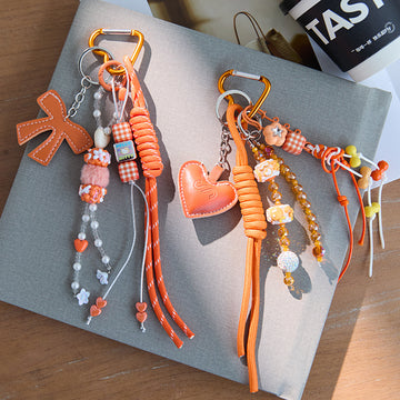 Cute Leather Heart Braided Keychain Bag Charm DP25765