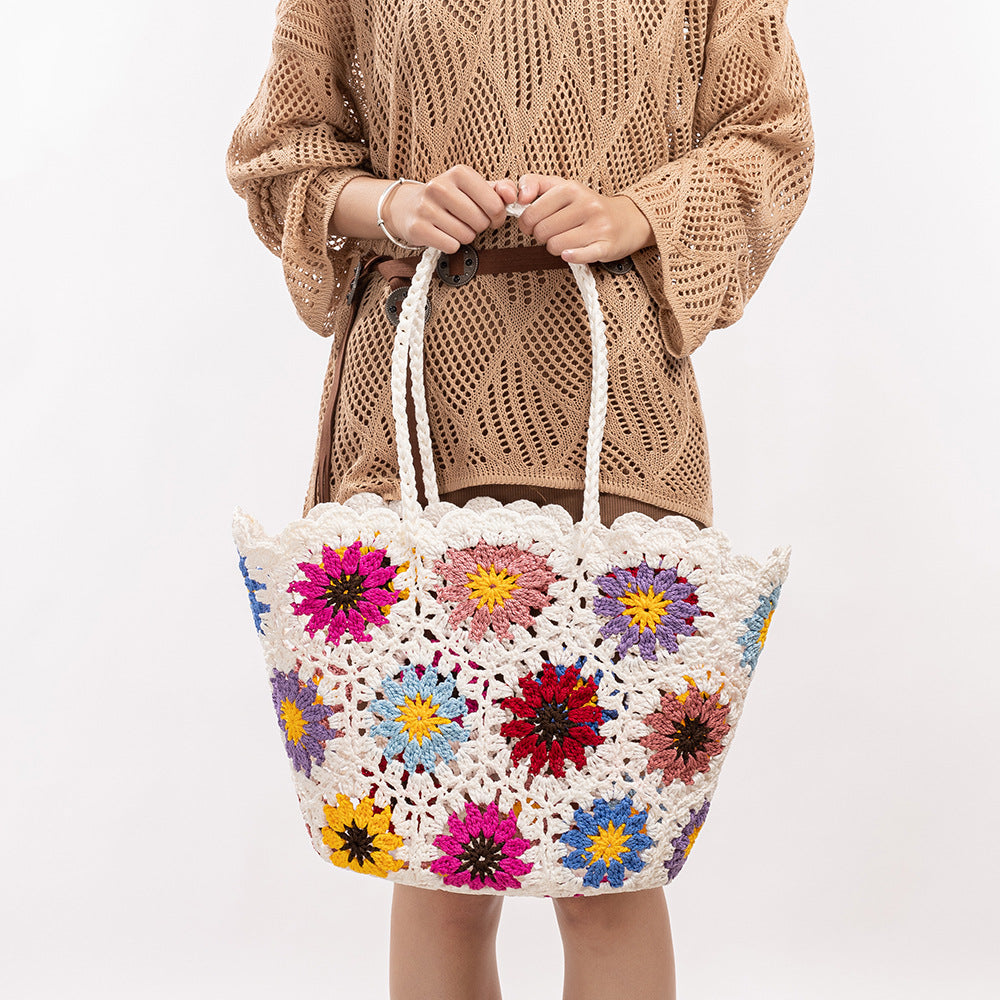 Flower Crochet Beach Bag - DippedShop Wholesale - #4035