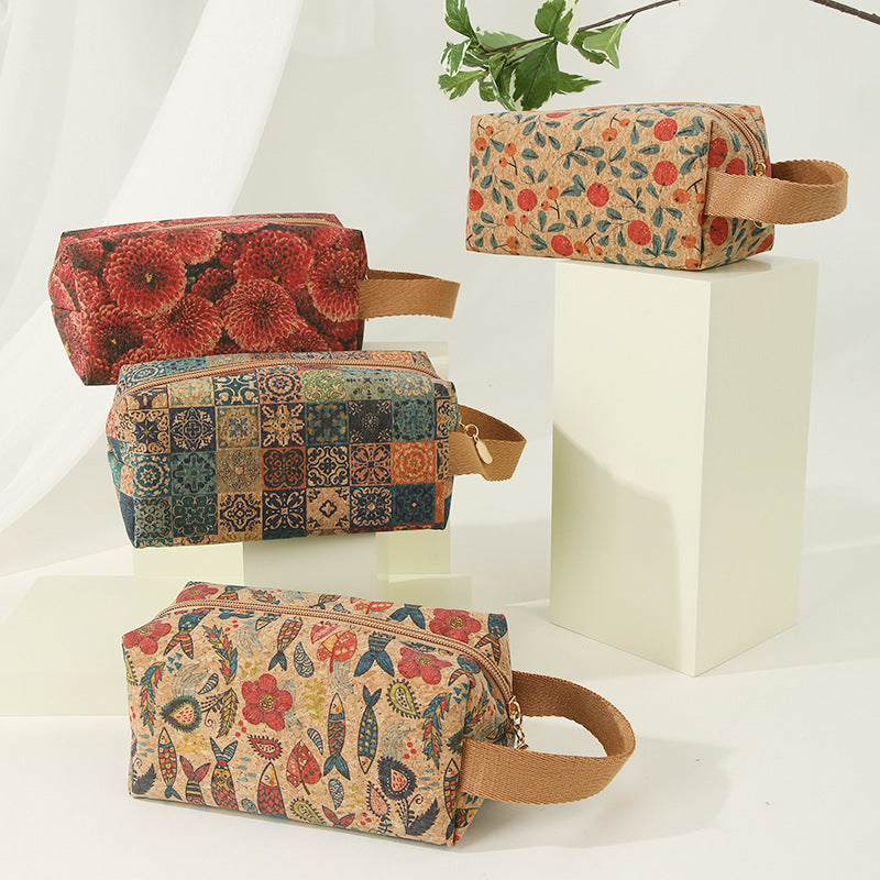 Top Handle Cork Makeup Bag - DippedShop Wholesale - #9603